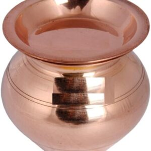 Dirghaanshi Small Copper (Tamba) Kalash/Lota With Lid(Plate) for All Pooja Purpose (Pack of 1 Pec)