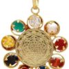 Dirghaanshi Unisex Gold-Plated Metal and Synthetic Stones Navratan/Navgrah with Flower Shape Locket Pendant Spiritual Navratna Jewelry for Men and Women