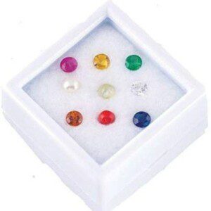 Dirghaanshi 9 Planets/Navgrah Stone 4mm Box for Navgrah Grah Shanti, Energised gemstone Decorative Showpiece - 3 cm  (Crystal, Multicolor)