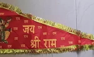 Dirghaanshi Hanuman Ji Jhanda,Bajrangbali Flag,Pataaka,Dhvaja,Ketu,Nisaan Triangle Outdoor Flag Flag  (Polyester)