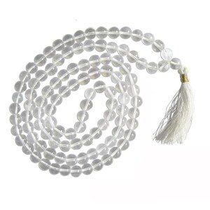 Dirghaanshi Natural & Certified Sphatik Jaap Japa Mala (Crystal Quartz Meditation Accessory) for Pooja - for Men & Women (108+1 Beads)