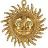 Dirghaanshi Brass Idol of Sun Face Wall Hanging | Surya for Positivity at Home & Office Decorative Showpiece - 10cm (Pack of 1 Pec)