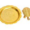 Dirghaanshi Wish Fulfilment Kachua Yantra Vaastu/Fengshui Tortoise with Metal Plate-Brass for Good Luck (Golden) Decorative Showpiece - 4 cm (Brass, Gold)