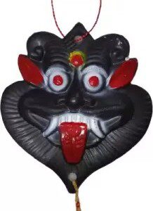 Dirghaanshi Battu Evil Eye Protector - Mahakal Face Mask Nazarbattu Decorative Showpiece 18 cm (Plastic,1 Pec)